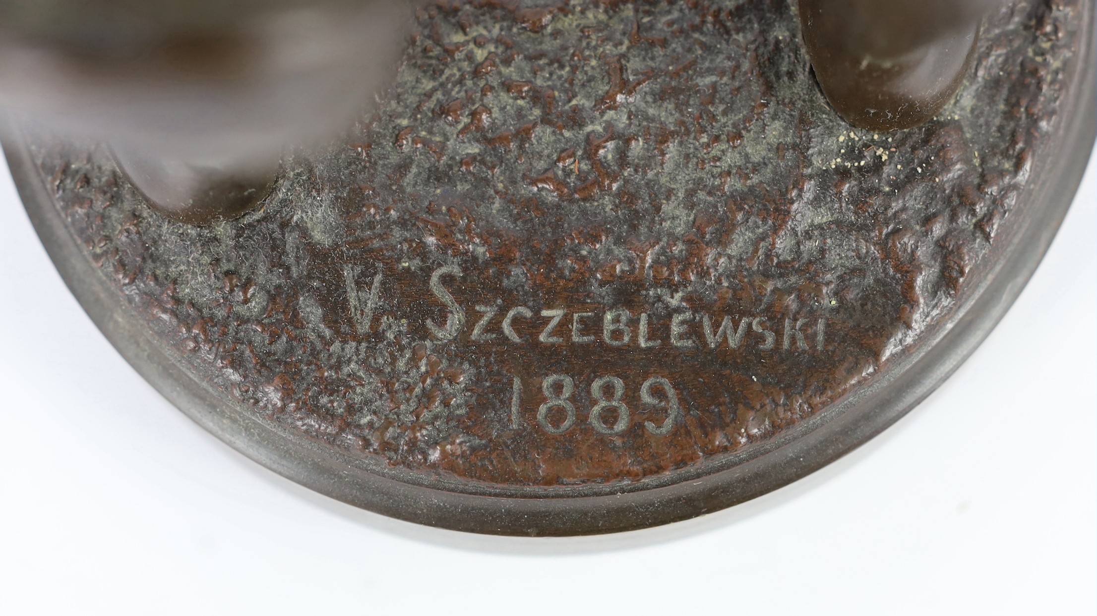 Vaclaw (Victor) Szczeblewski (Polish, 19th century). A bronze figure 'Mousse Le Siffleur', study of a street urchin, 41cm